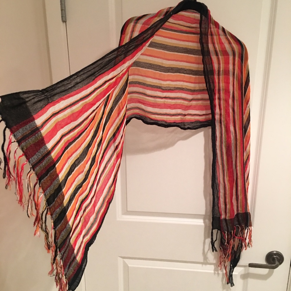 Sparkle Fringed Striped Scarf